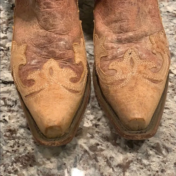 Corral Light Tan Snip Toe Cowboy Cowgirl Boots 7.5 Item # 112 - Picture 8 of 9